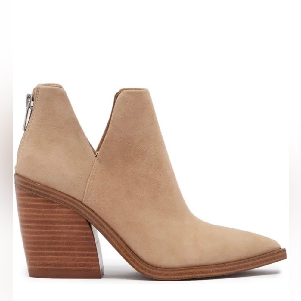 Vince Camuto Bibestie Tortilla Ankle Boot 
Tan Suede Bootie